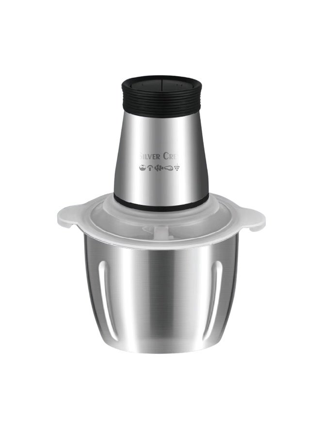 Silver Crest Electric Food Chopper 400W for Meat and Vegetable Mincing, Fast and Powerful Performance, 3L Stainless Steel Bowl with Rust-Resistant Steel Blades - Image 2